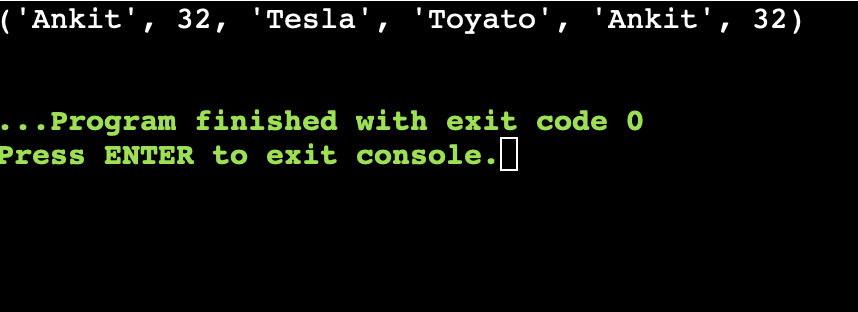 Python tuple Example